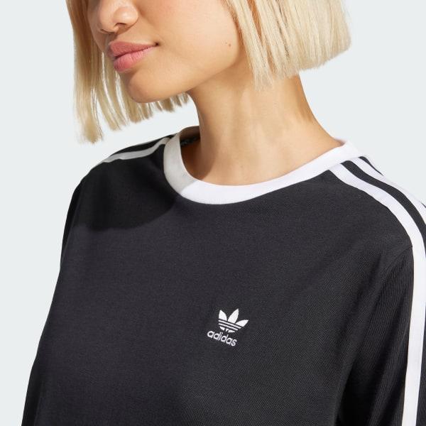 adidas Adicolor 3-Stripes Regular Long Sleeve Tee Black S Womens Product Image
