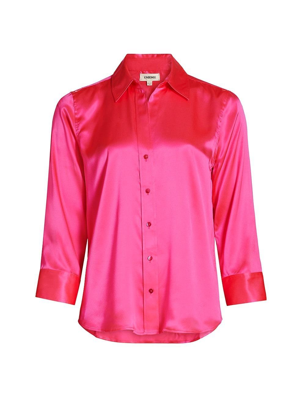 Womens Dani Three-Quarter Sleeve Silk Shirt Product Image