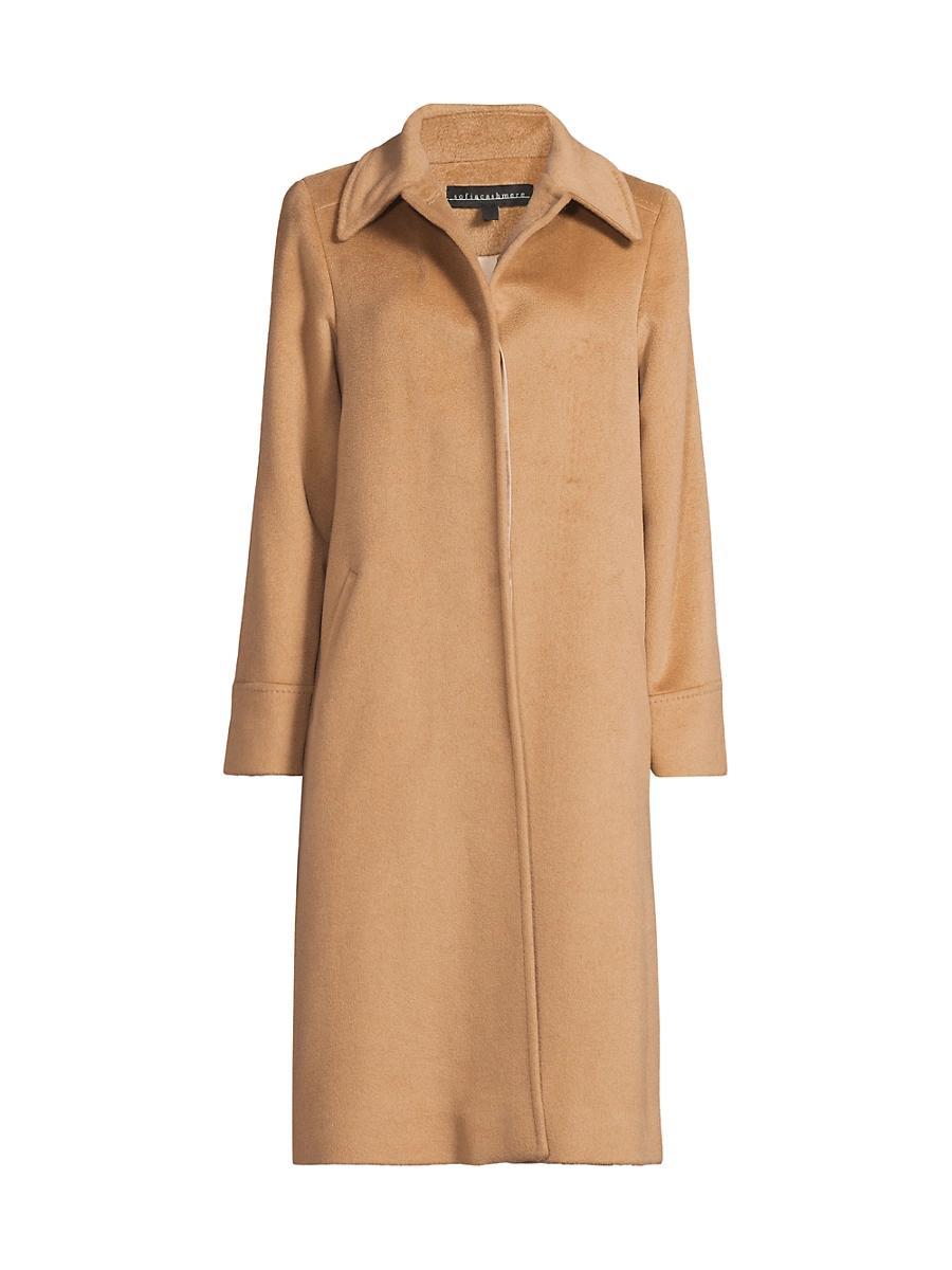Womens Camel Hair Button-Front Coat Product Image