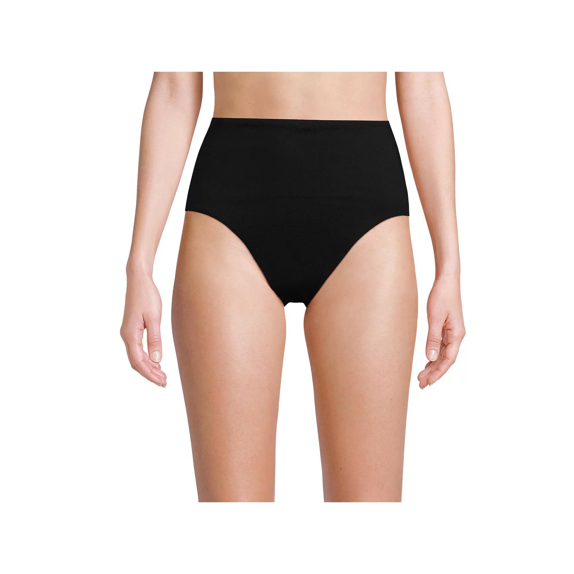 Women's Lands' End Smoothing High Waisted Bikini Bottoms, Size: 12, Deep  Blue Floral Product Image