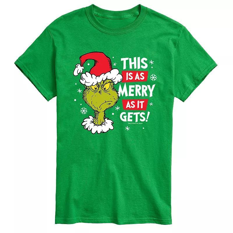 Men's Dr. Seuss Grinch This Is As Merry As It Gets Tee, Size: XL, Green Product Image