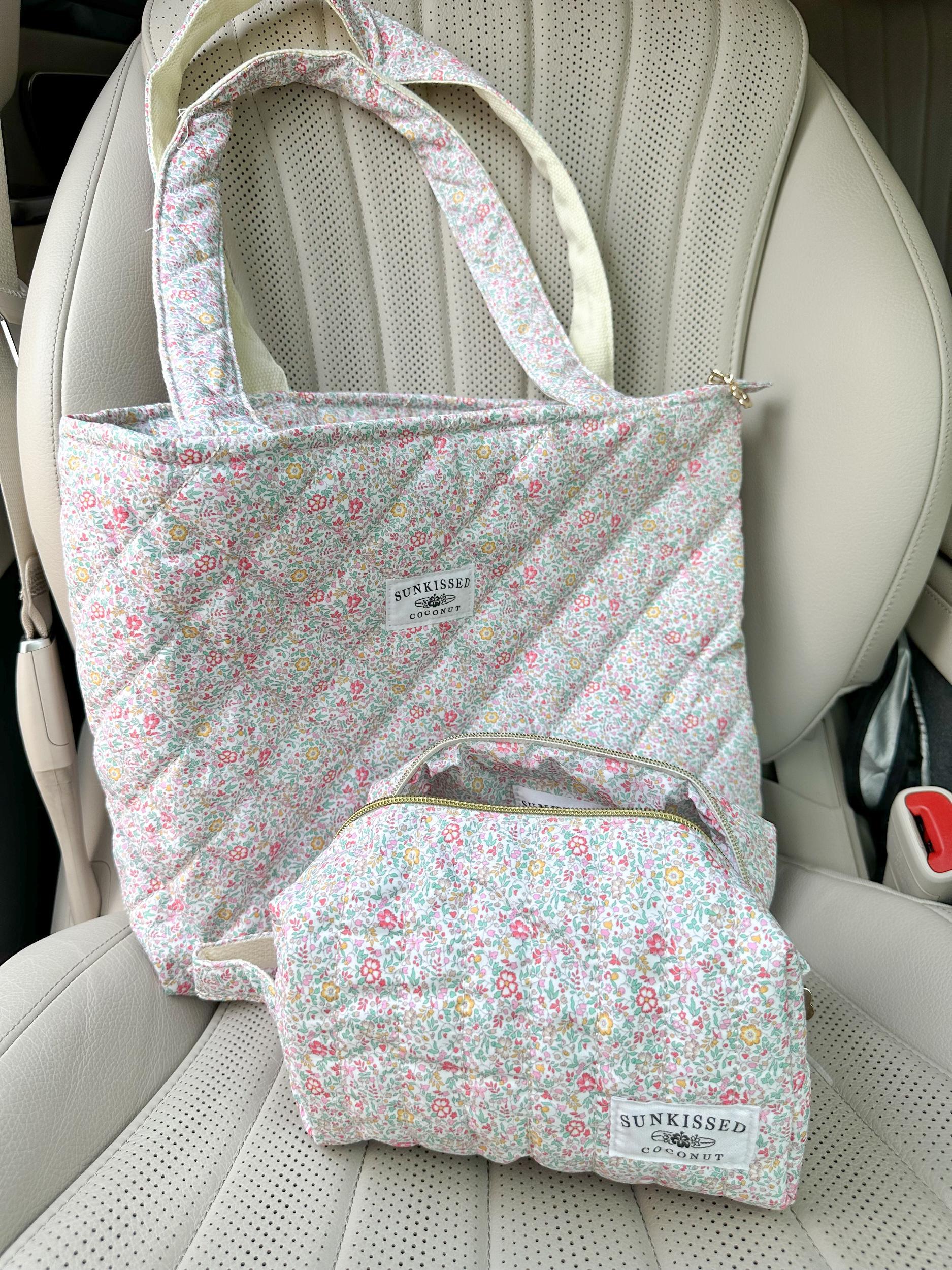 Floral Day In The Park Handmade Tote Zipper Bag Girls Product Image