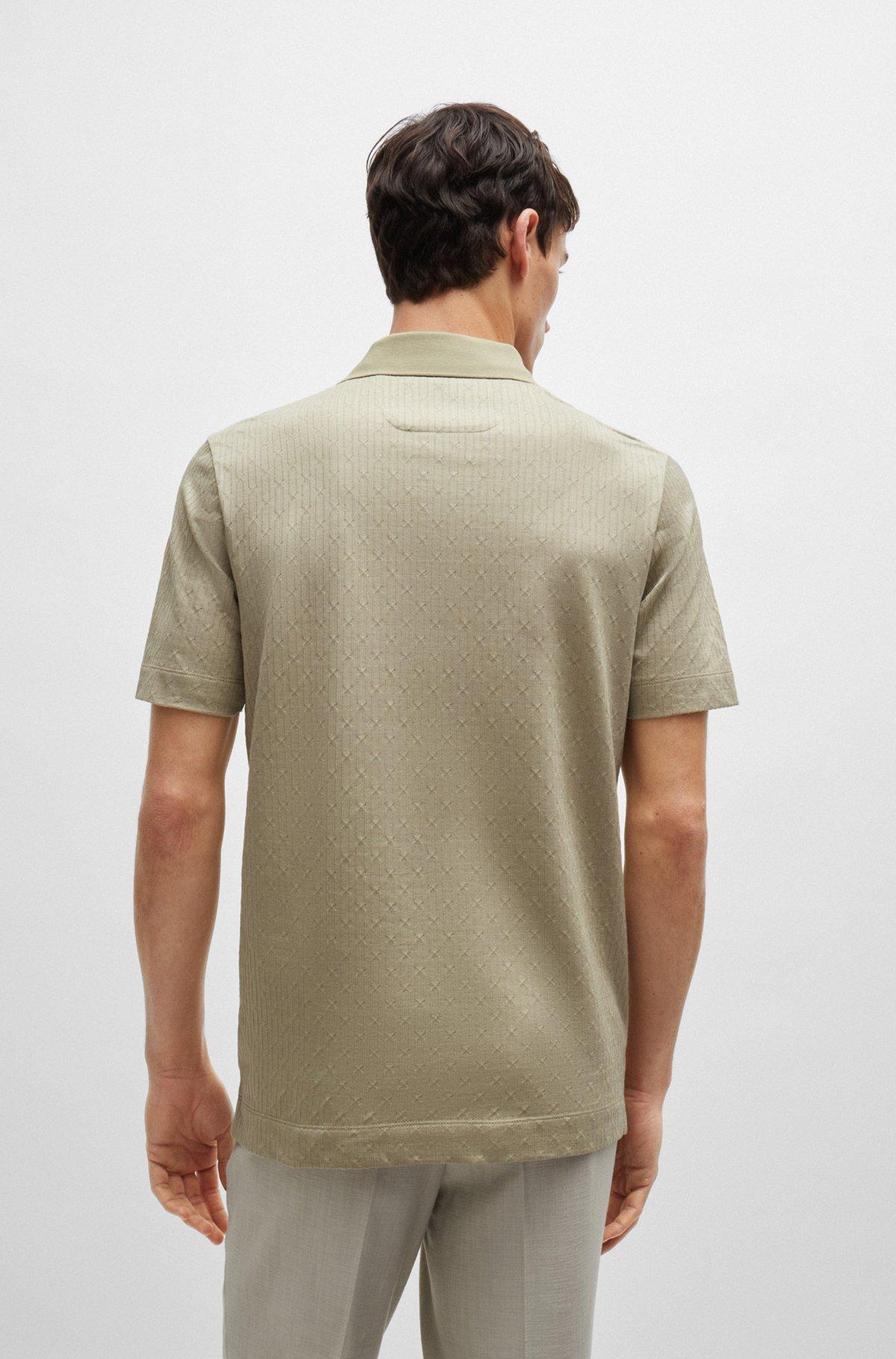 Regular-fit polo shirt in quilted cotton and silk Product Image