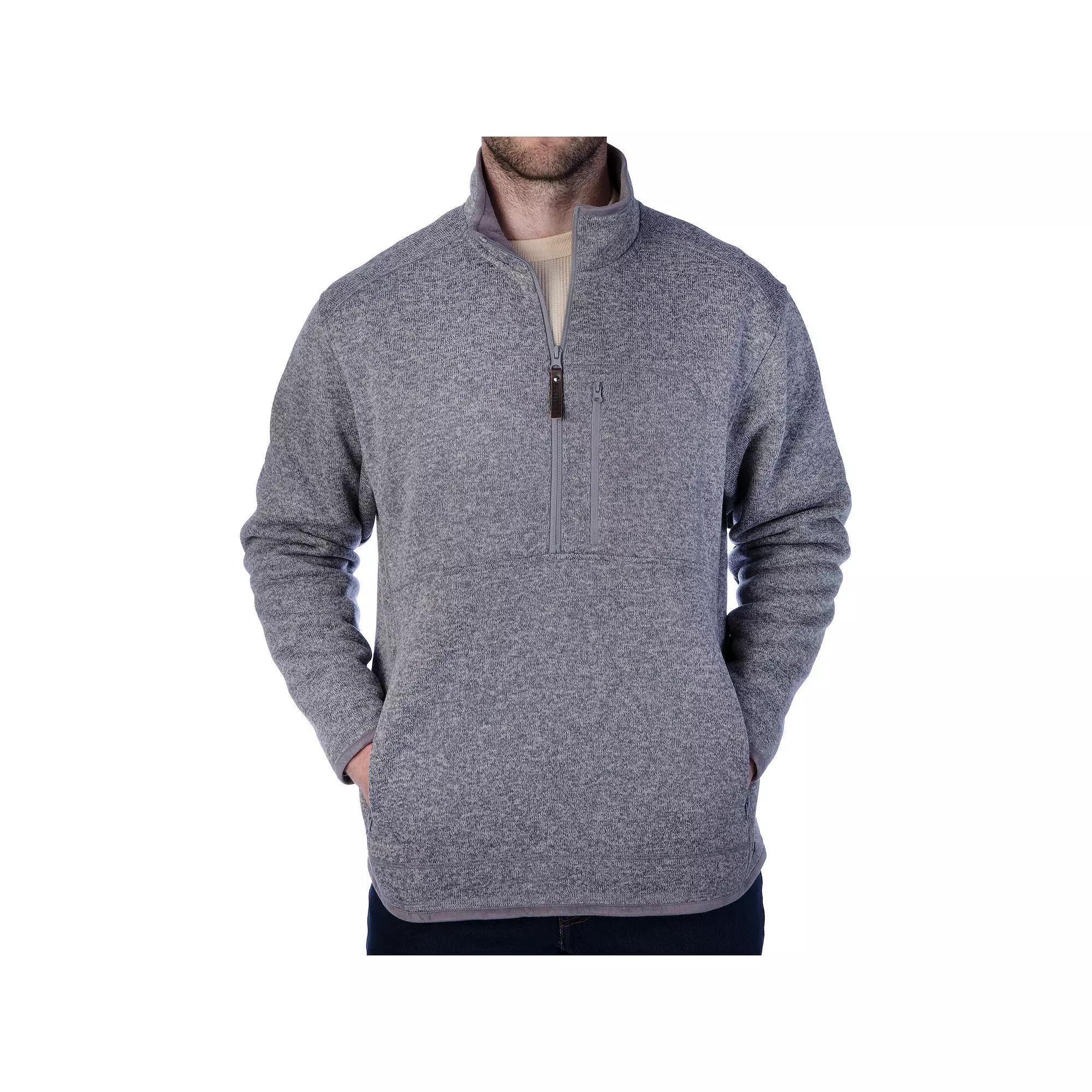 Men's Smith's Workwear Sherpa-Lined Sweater Fleece Jacket, Size: Large, Olive Grey Product Image