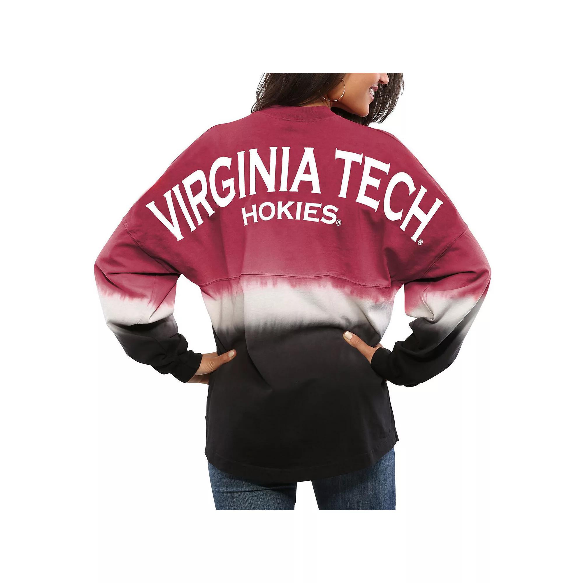 Womens Maroon Virginia Tech Hokies Ombre Long Sleeve Dip-Dyed Spirit Jersey Product Image