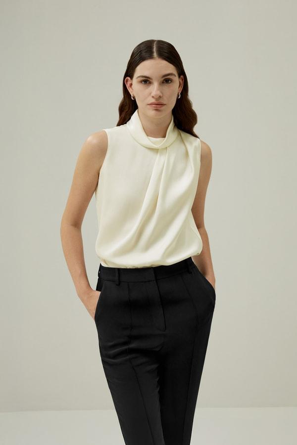 Asymmetrical Sleeveless Cowl Neck Top Product Image