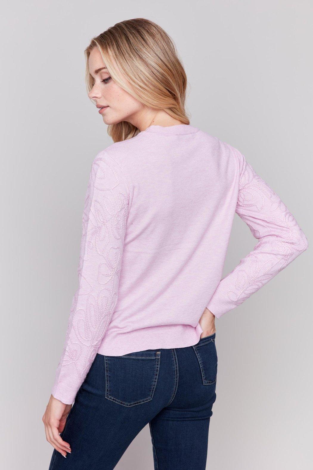 Dusty Pink Crochet Sweater Product Image