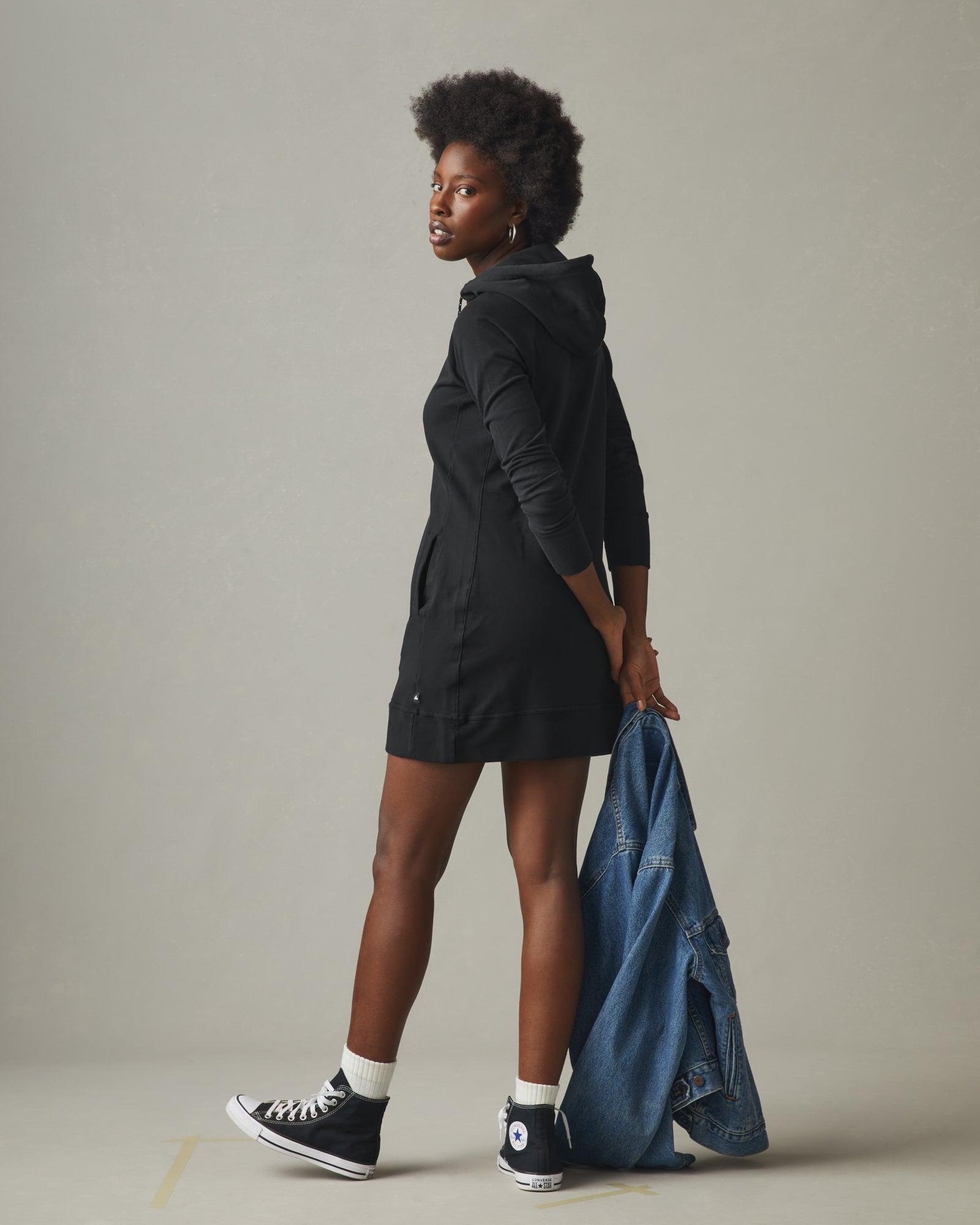 Women's Hoodie Dress - Black Female Product Image