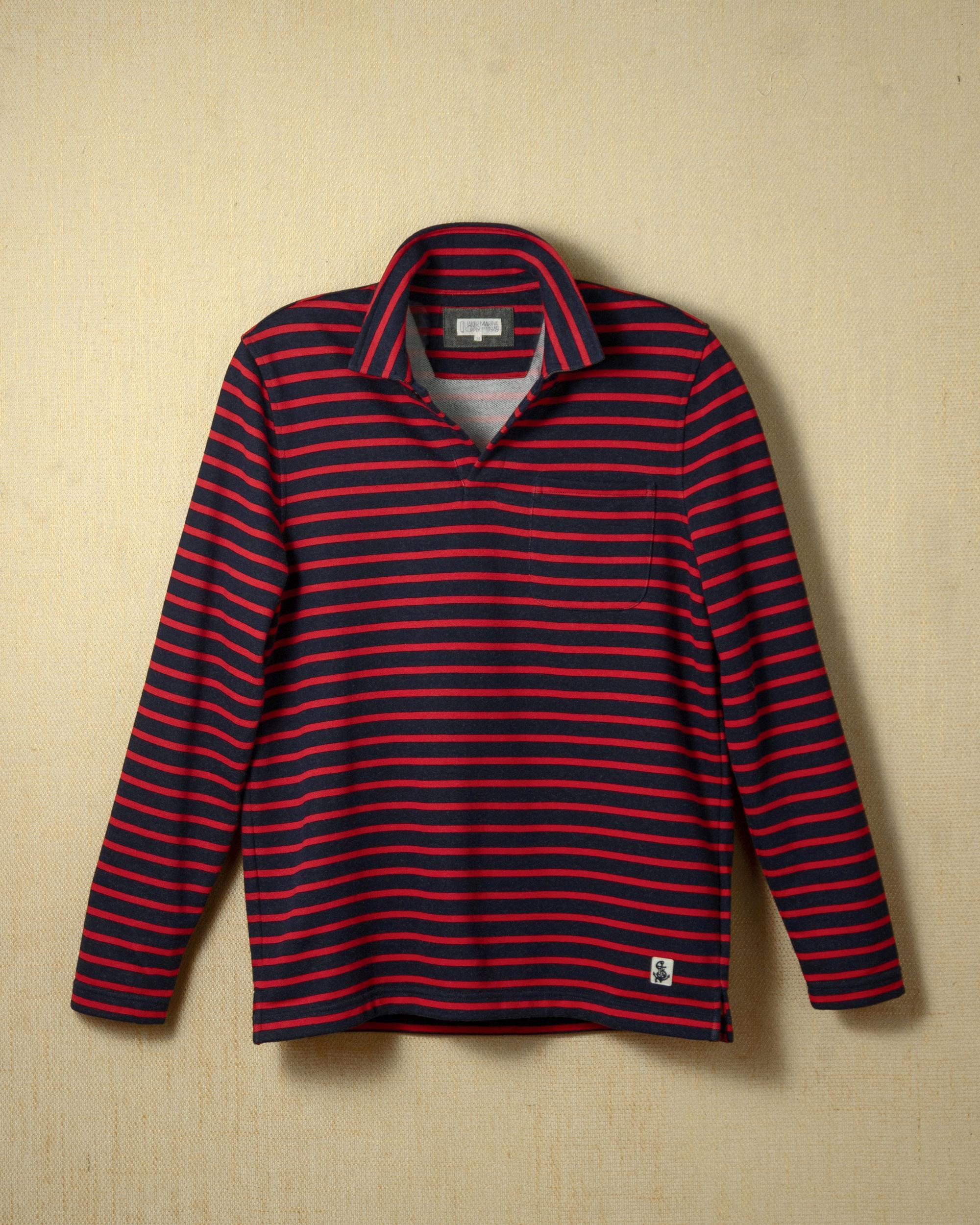 Acadia Polo in Navy/Breton Red Loopback Terry Product Image