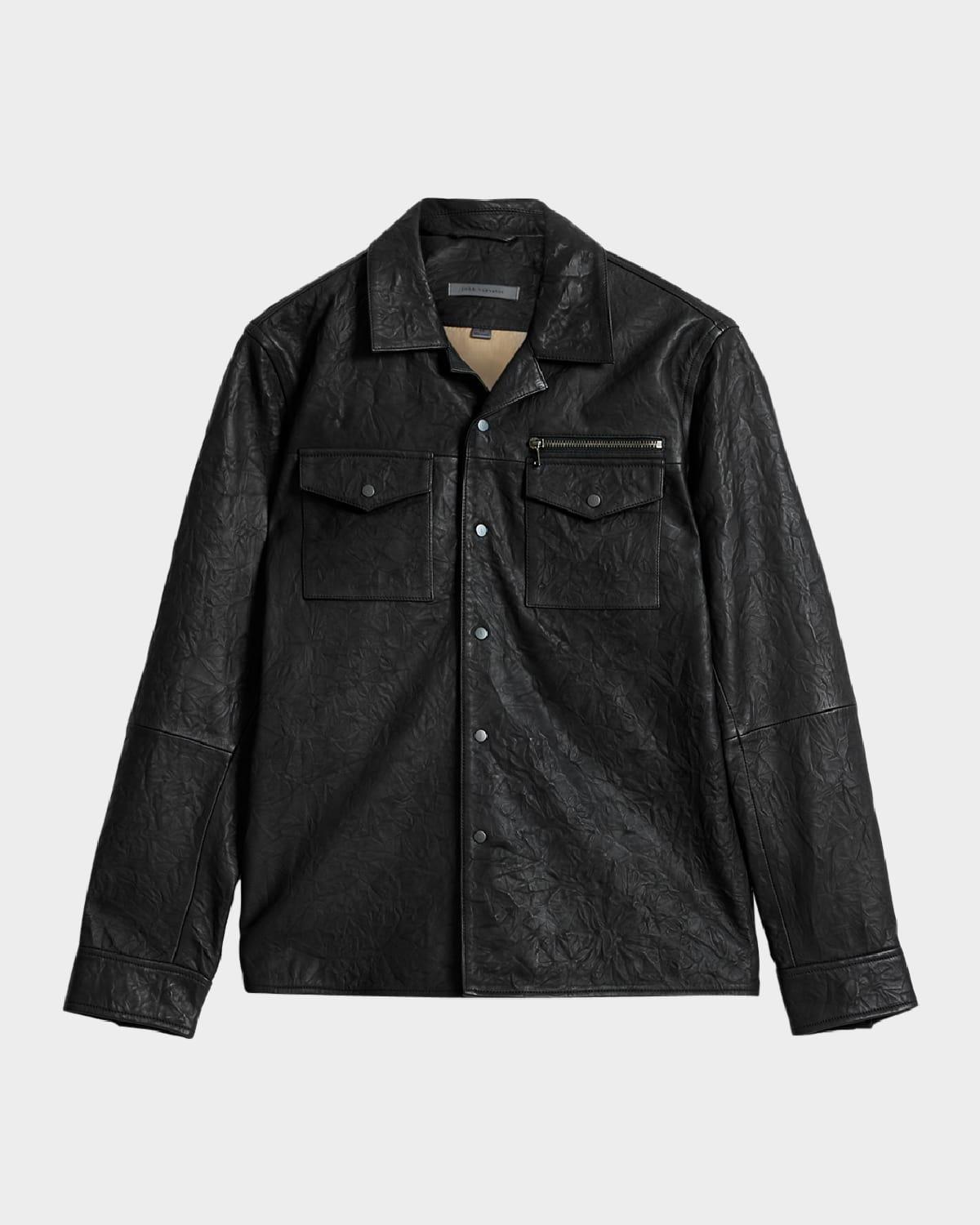 Men's Crinkled Leather Jacket Product Image