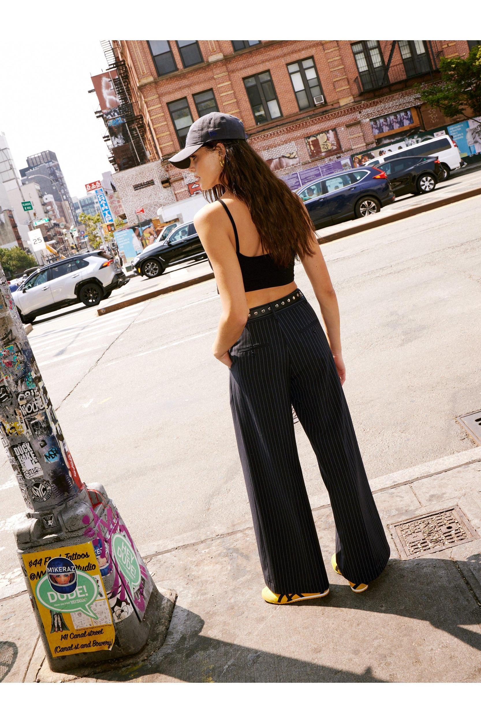 PREMIUM TAILORED PINSTRIPE WIDE LEG  PANT Product Image