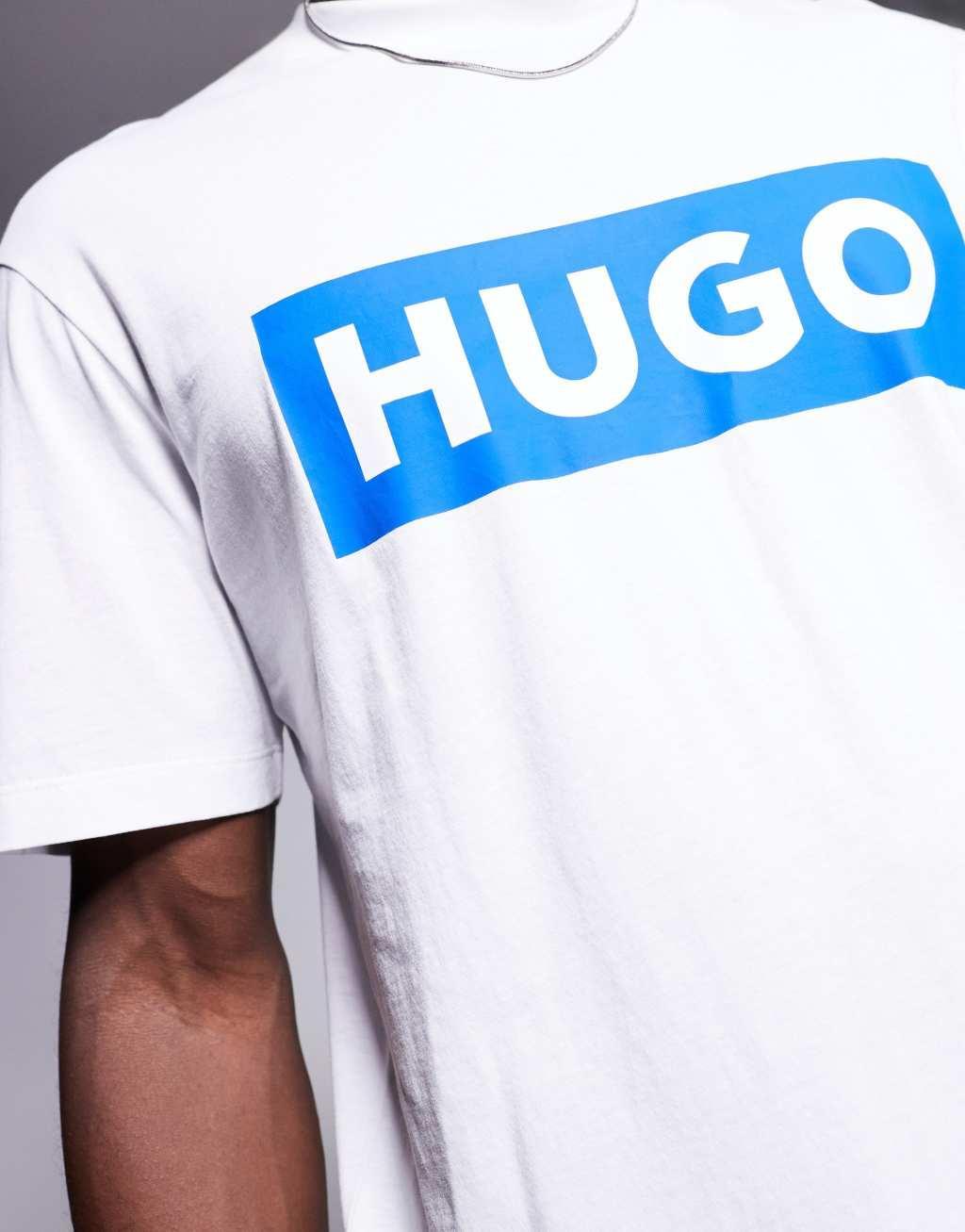 HUGO BLUE Nico chest logo t-shirt in white Product Image