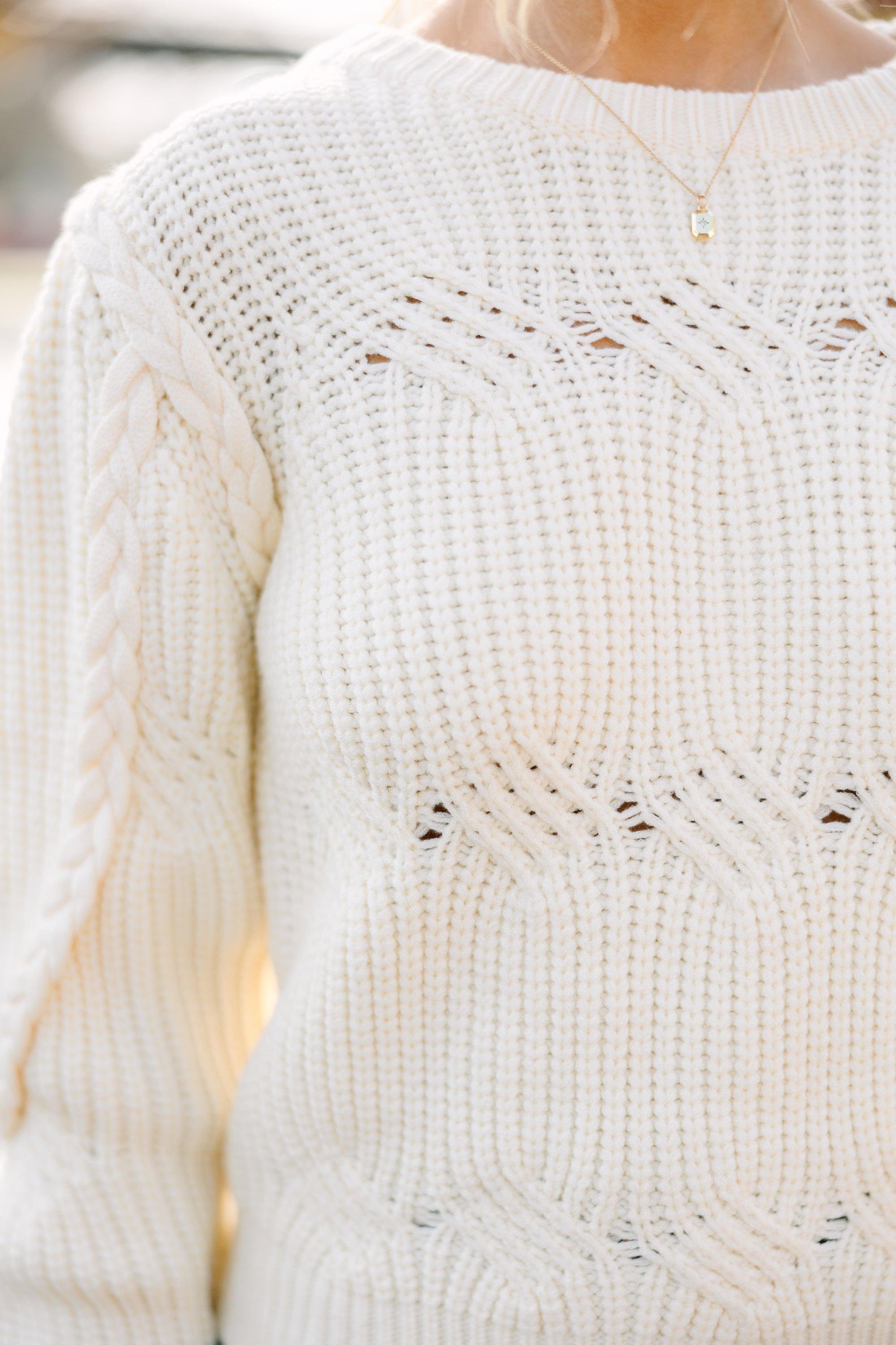 Good News Ivory White Cable Knit Sweater Female Product Image