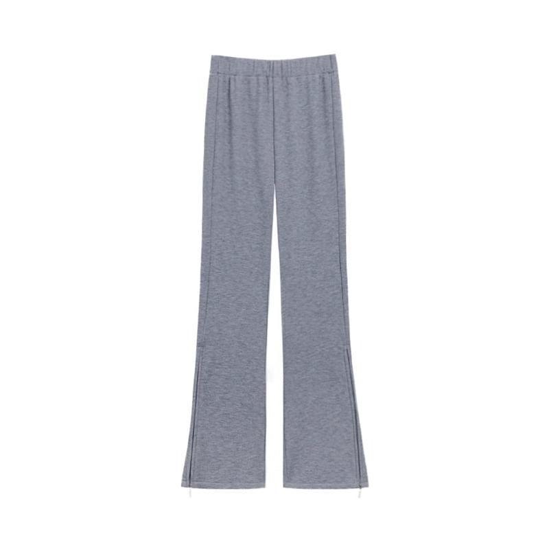 High Rise Plain Straight-Fit Boot-Cut Sweatpants Product Image