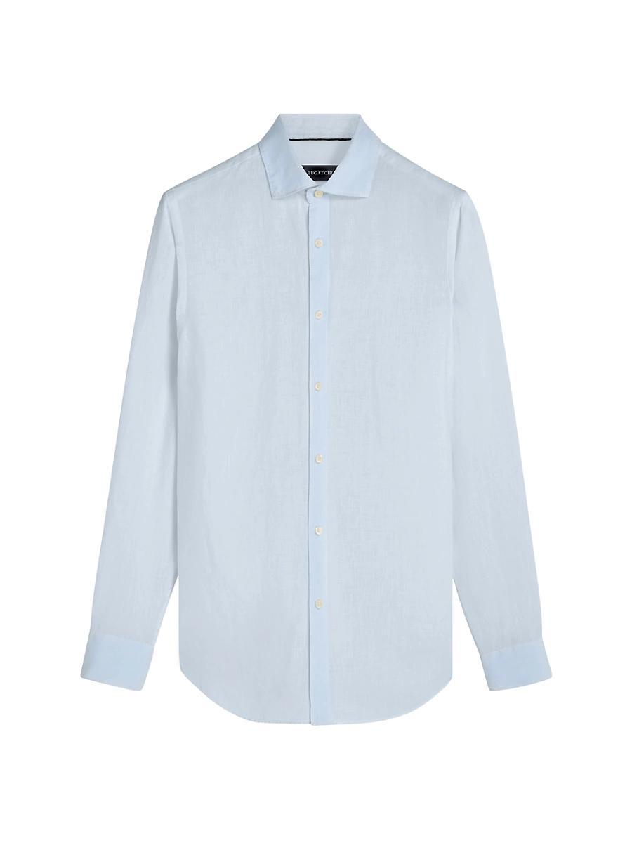 Mens Linen Long-Sleeve Button-Up Shirt Product Image