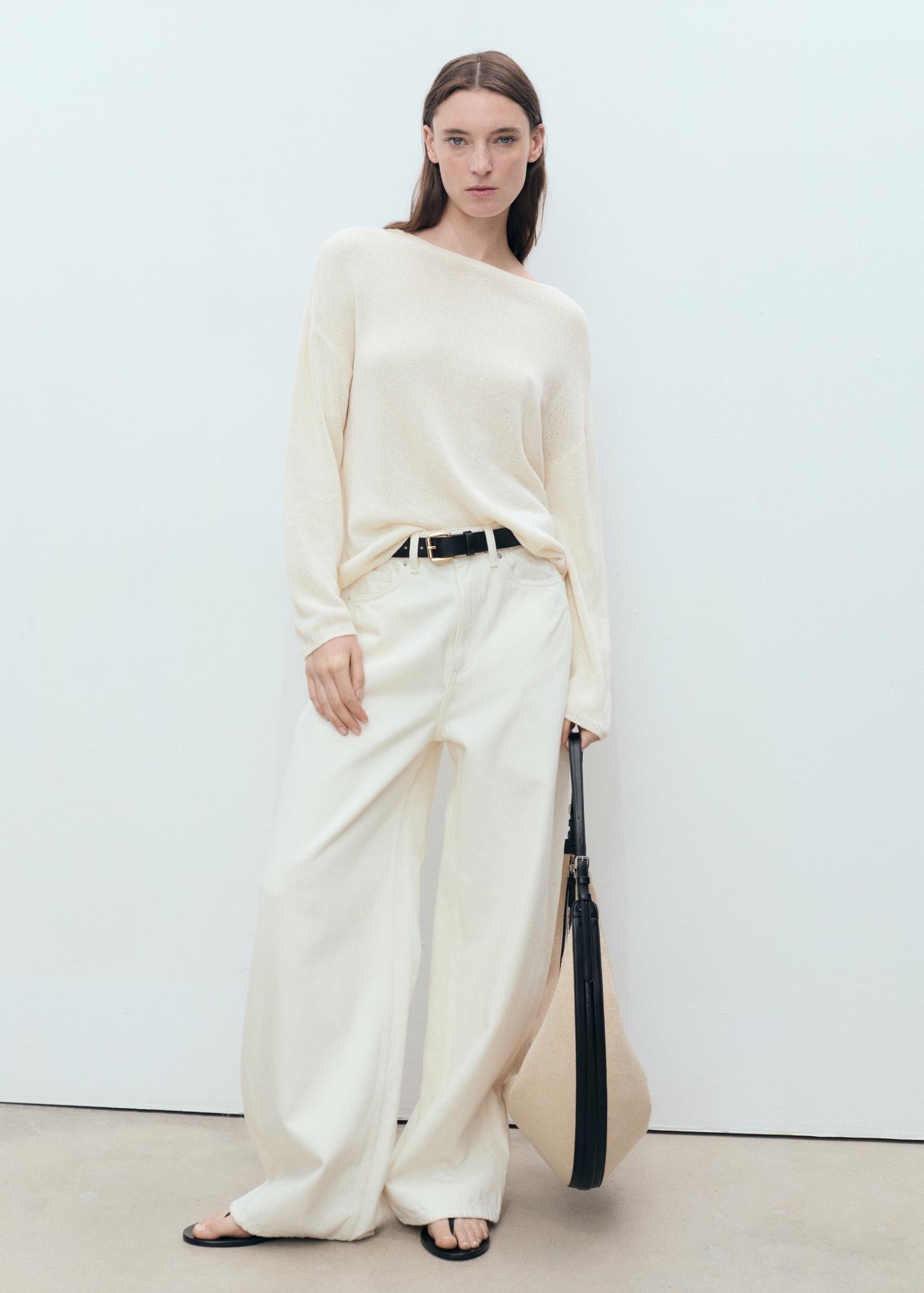 Boat-neck knitted sweater - Women | MANGO USA Product Image