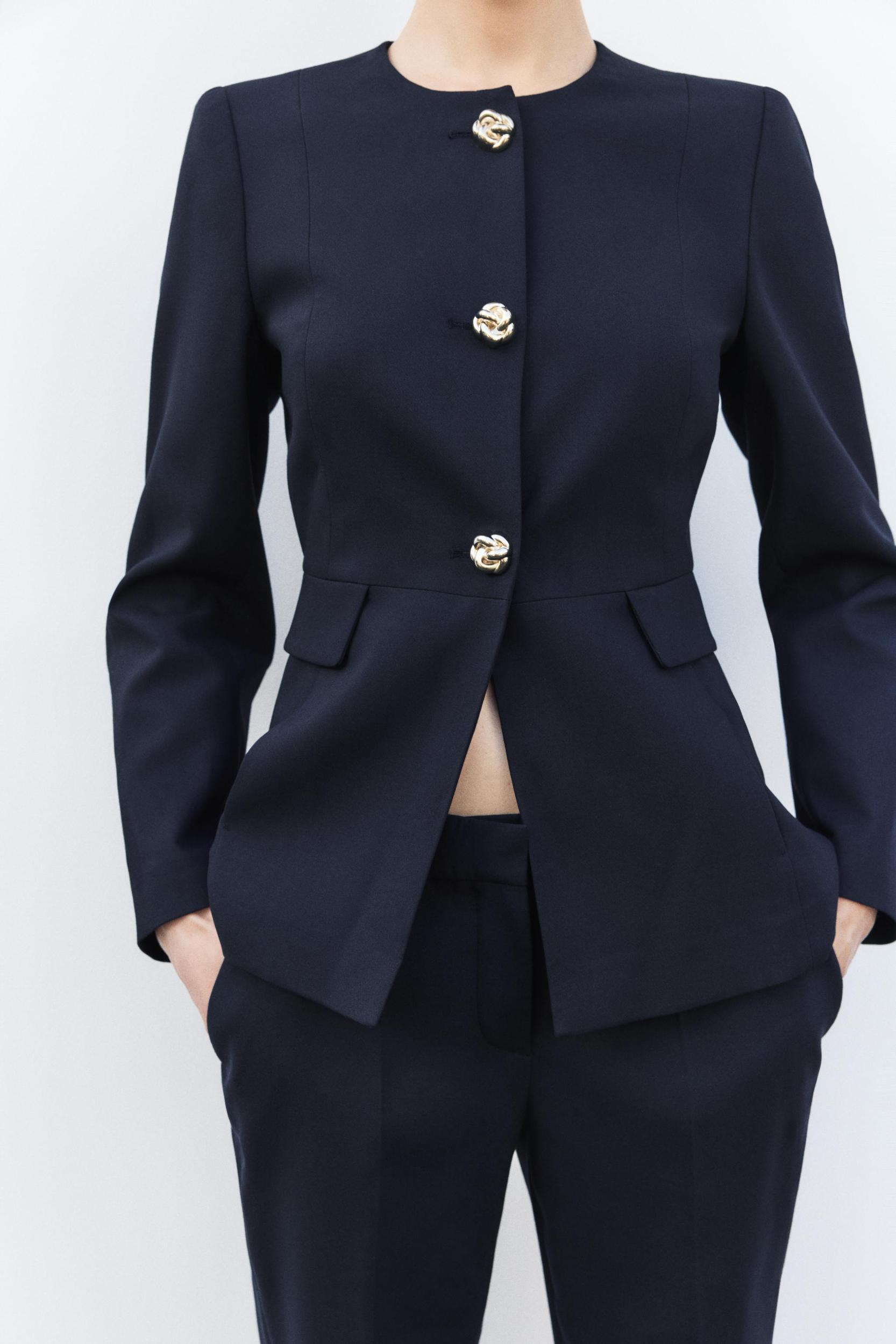 TAILORED ROUND NECK BLAZER Product Image