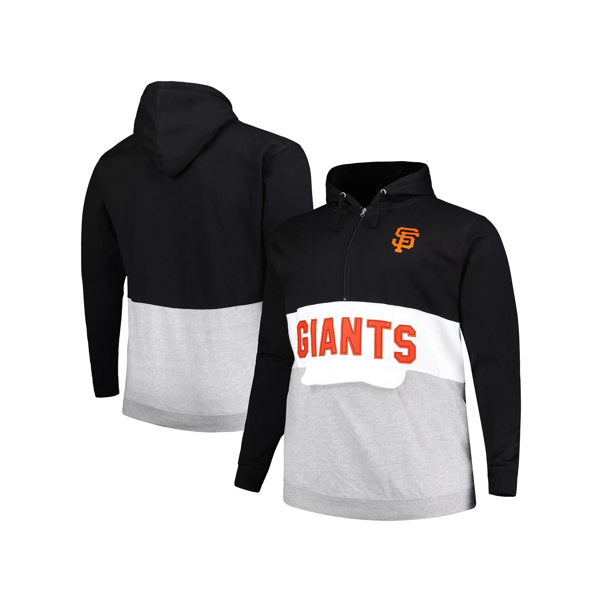 Men's Black/White San Francisco Giants Big & Tall Fleece Half-Zip Hoodie, Size: 3XB Product Image