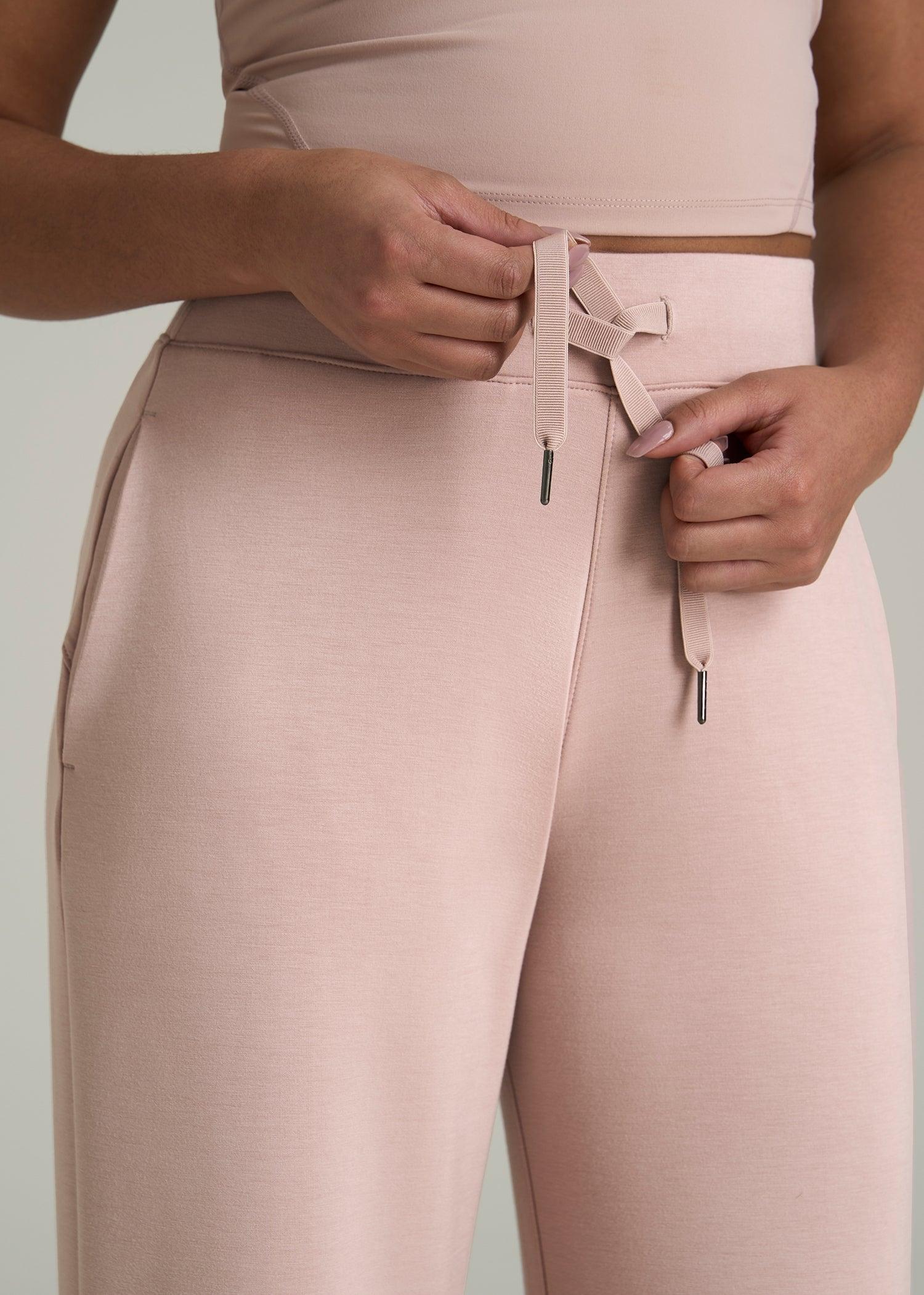 Pull-On Tie Waist Wide Leg Pants for Tall Women in Desert Rose Product Image
