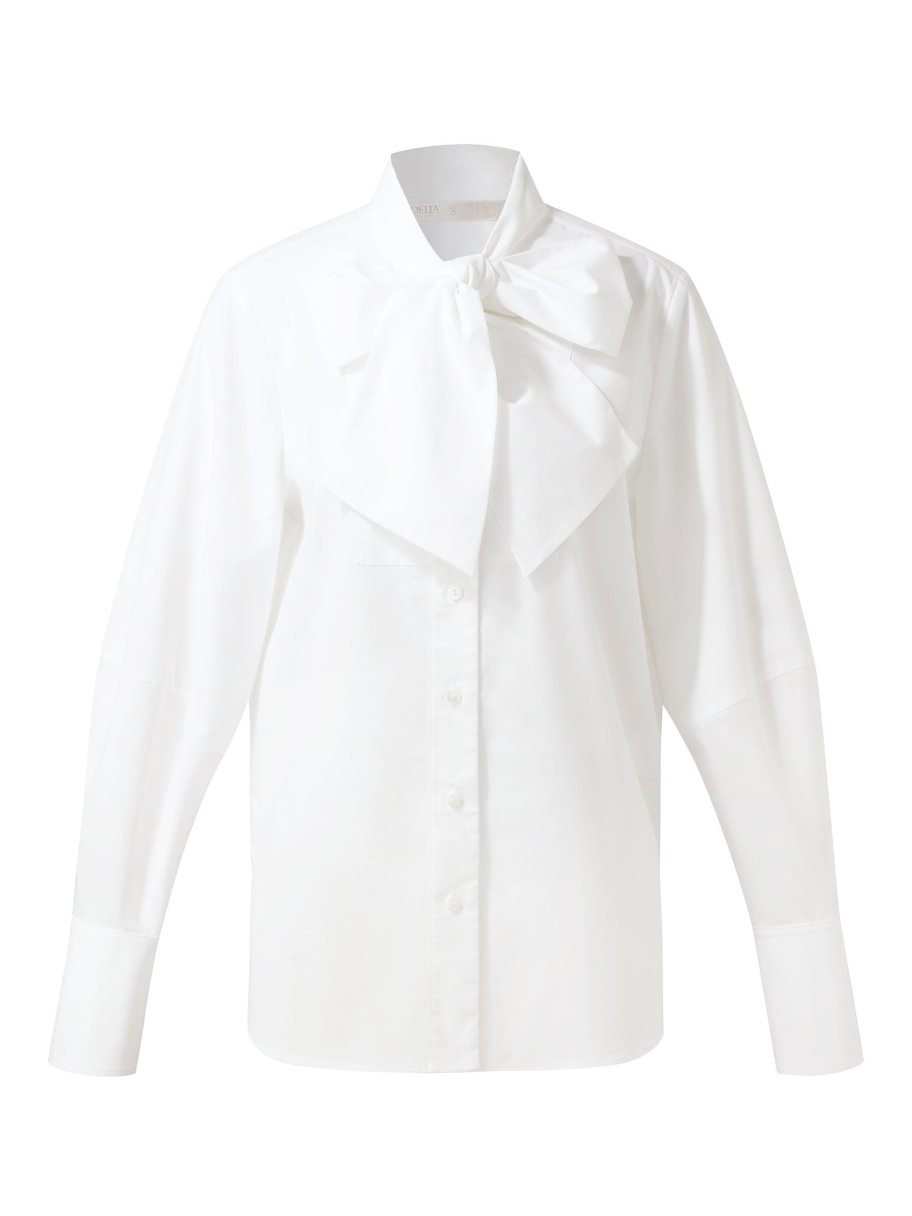 Bow Tie Front Balloon Sleeve Women Loose Shirt Product Image