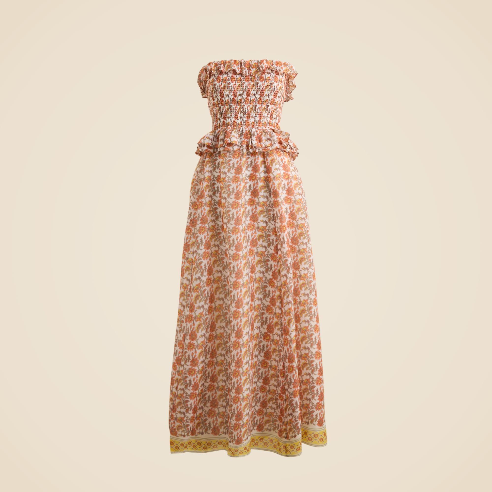 Ravenna dress in sunset rose block-print ramie Product Image