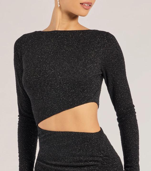 Brynn Long Sleeve Glitter Cutout Mermaid Dress Product Image