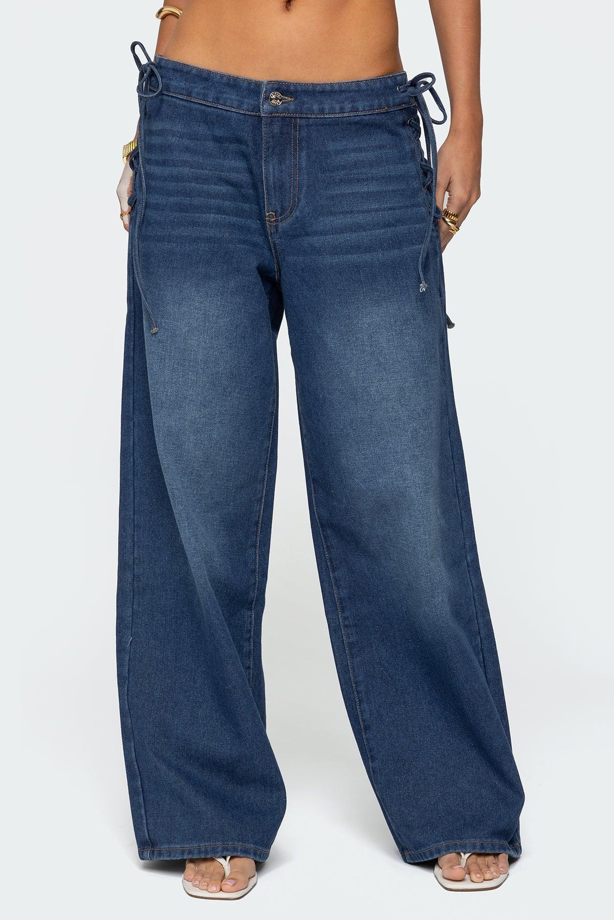 Katt Lace Up Baggy Jeans Product Image