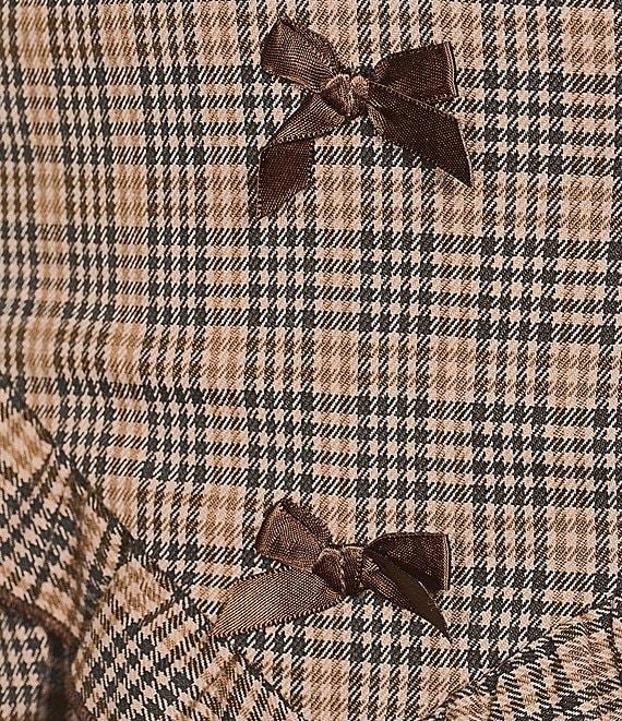 City Vibe Plaid V-Neck Bow Front Ruffled Drop Waist Dress Product Image