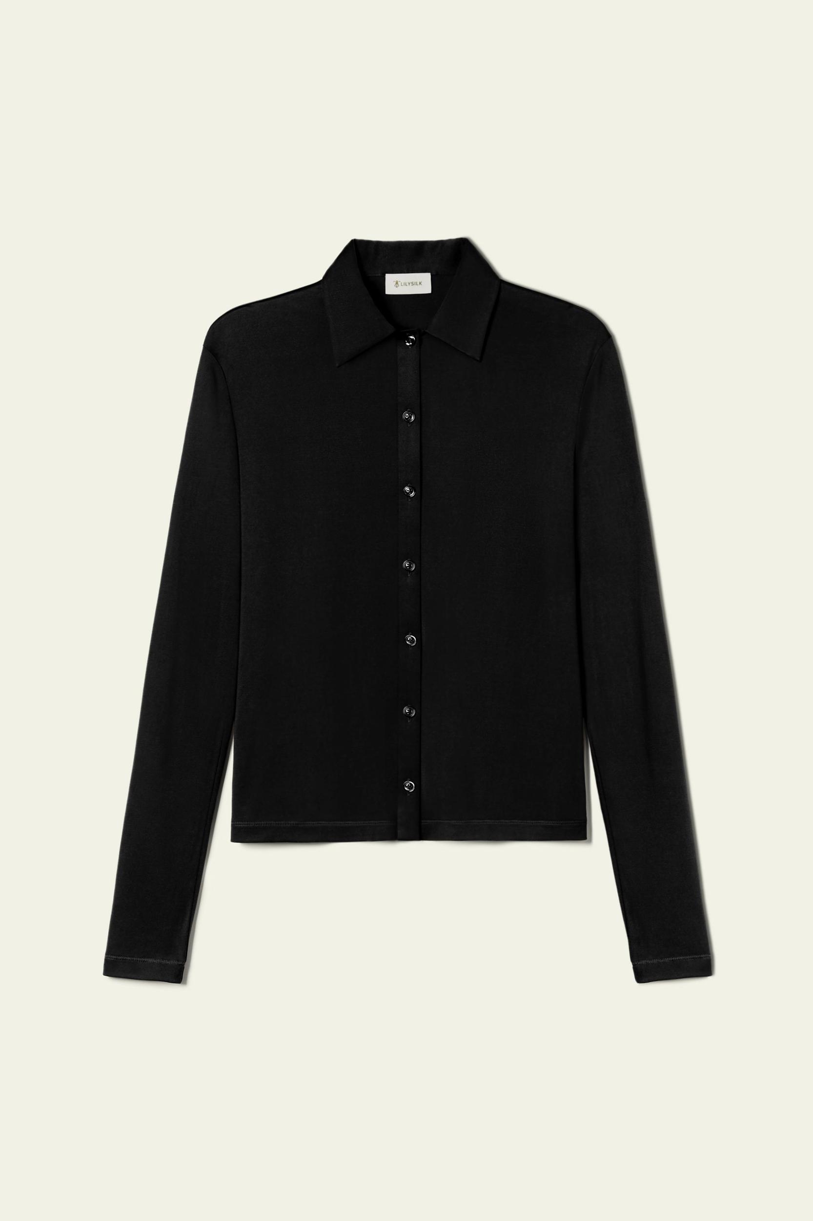 Basic Slim Silk Jersey Shirt Product Image