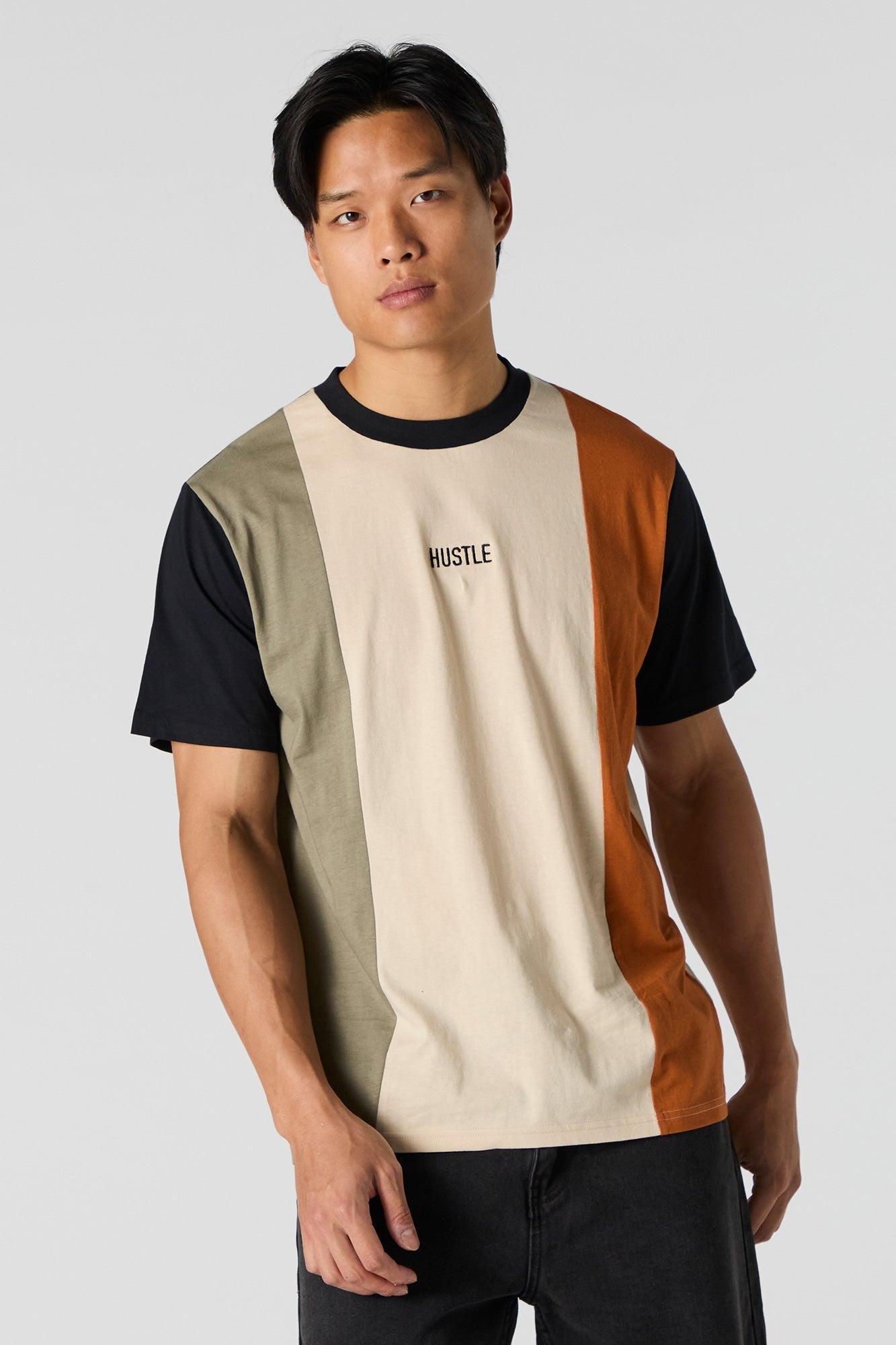 Colourblock Embroidered T-Shirt Male Product Image
