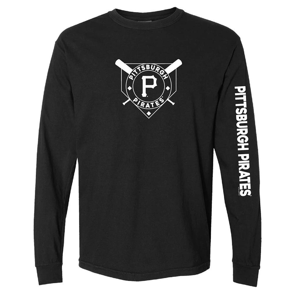 Women's Soft as a Grape Black Pittsburgh Pirates Pigment Dye Long Sleeve T-Shirt, Size: XL Product Image