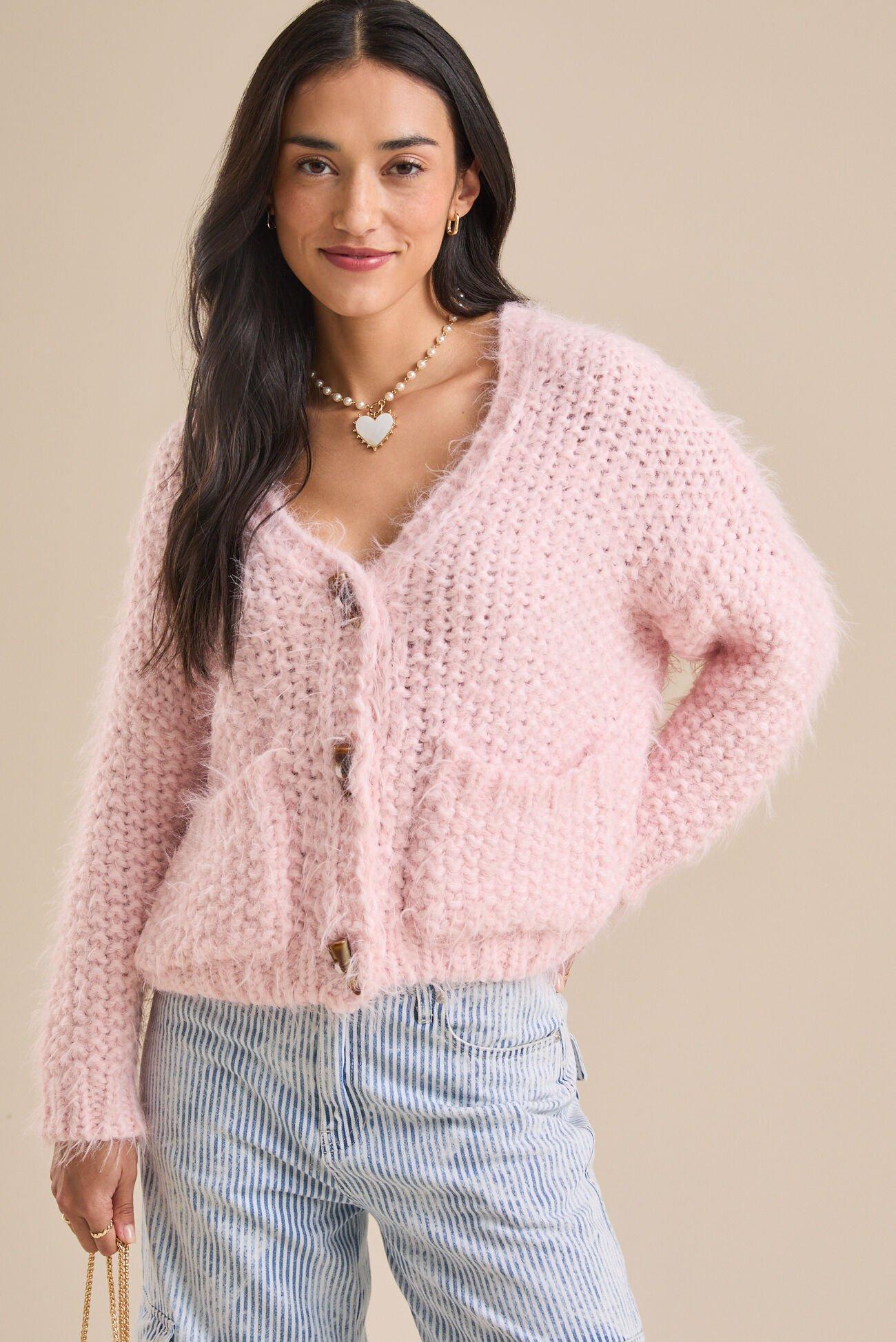 Nina Eyelash Button Cardigan Product Image