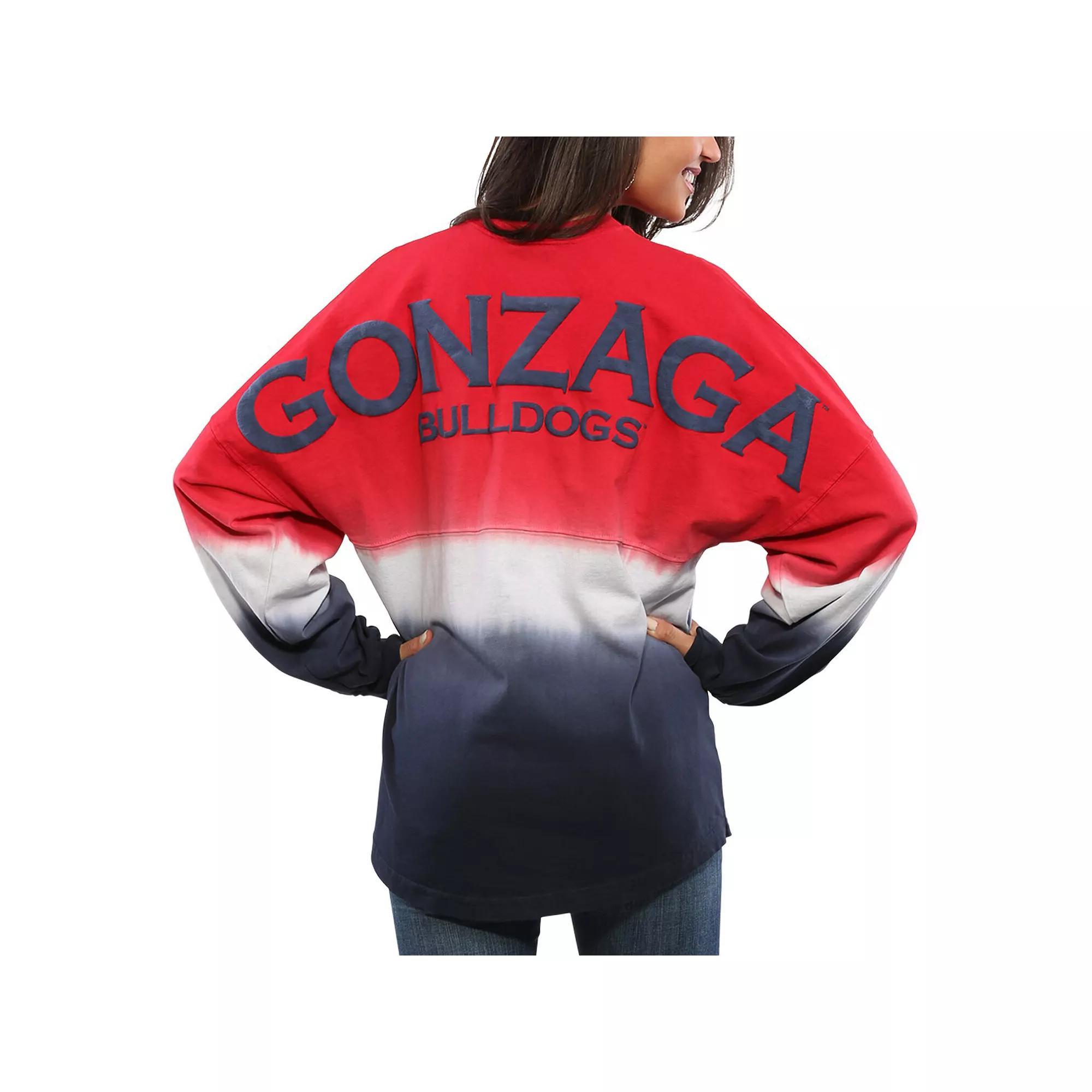 Women's Red Gonzaga Bulldogs Ombre Long Sleeve Dip-Dyed Spirit Jersey, Size: XS, Zag Red Product Image