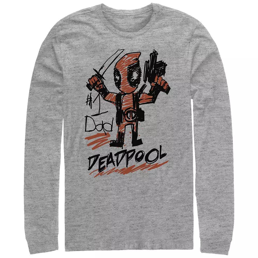 Big & Tall Marvel Deadpool #1 Dad Long Sleeve Graphic Tee, Men's, Size: Large Tall, Athletic Grey Product Image