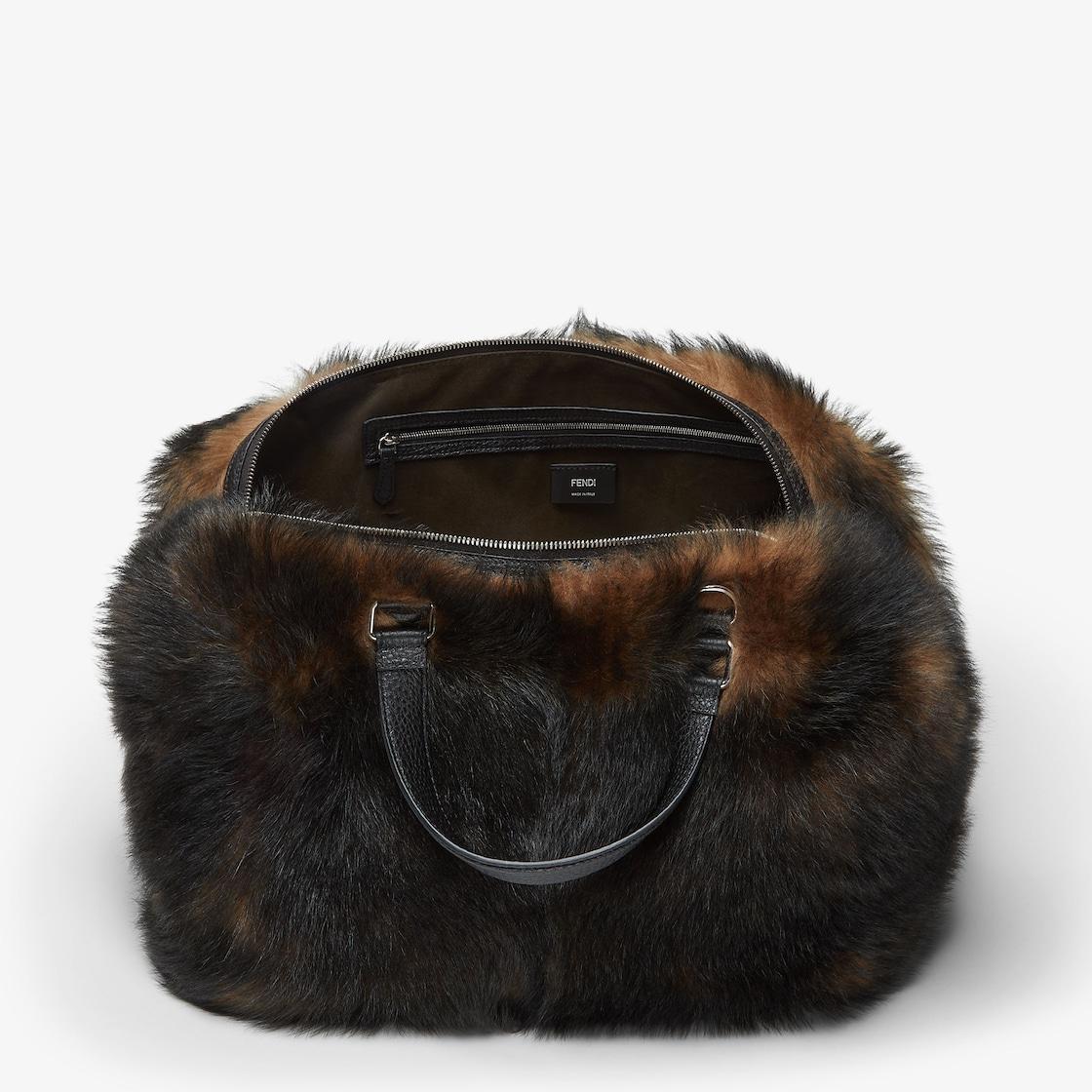 Medium Fendi Siesta Black and brown shearling bag Product Image