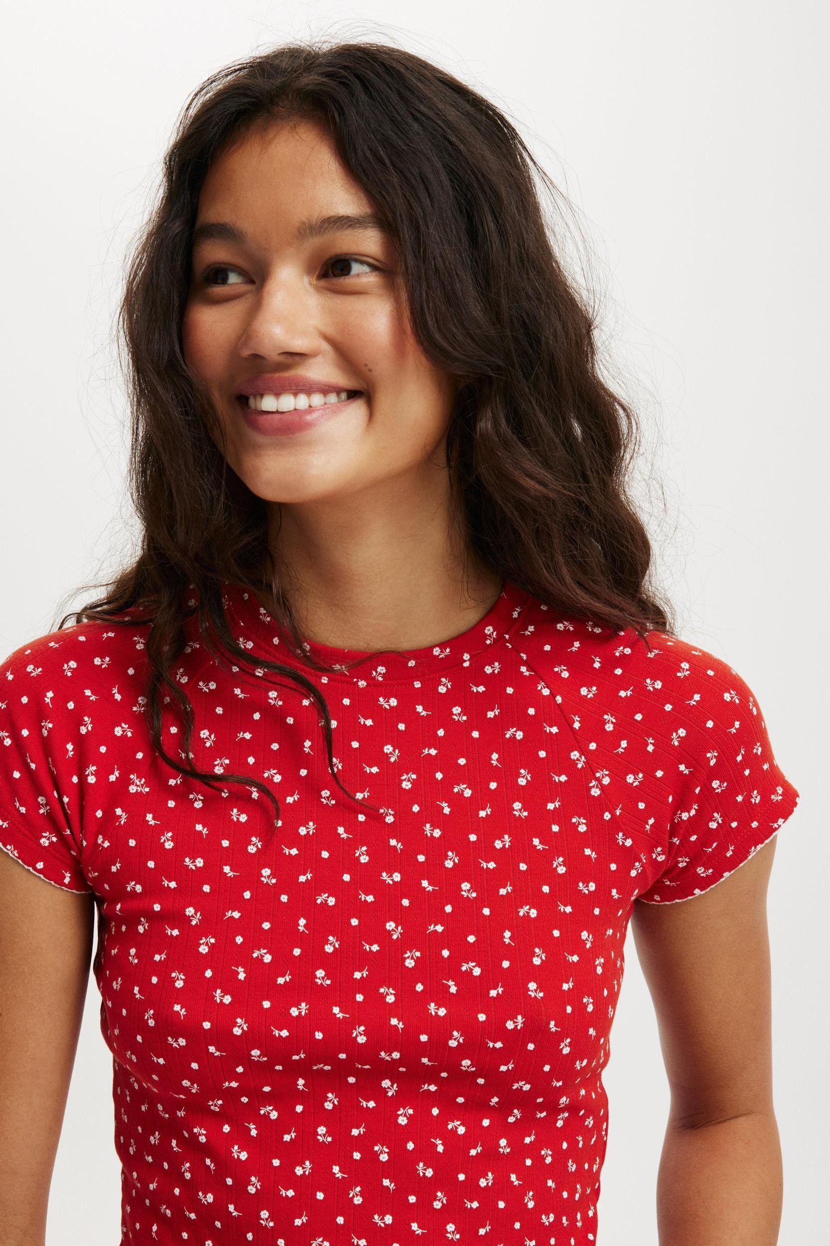 Scarlet Pointelle Raglan Tee Product Image