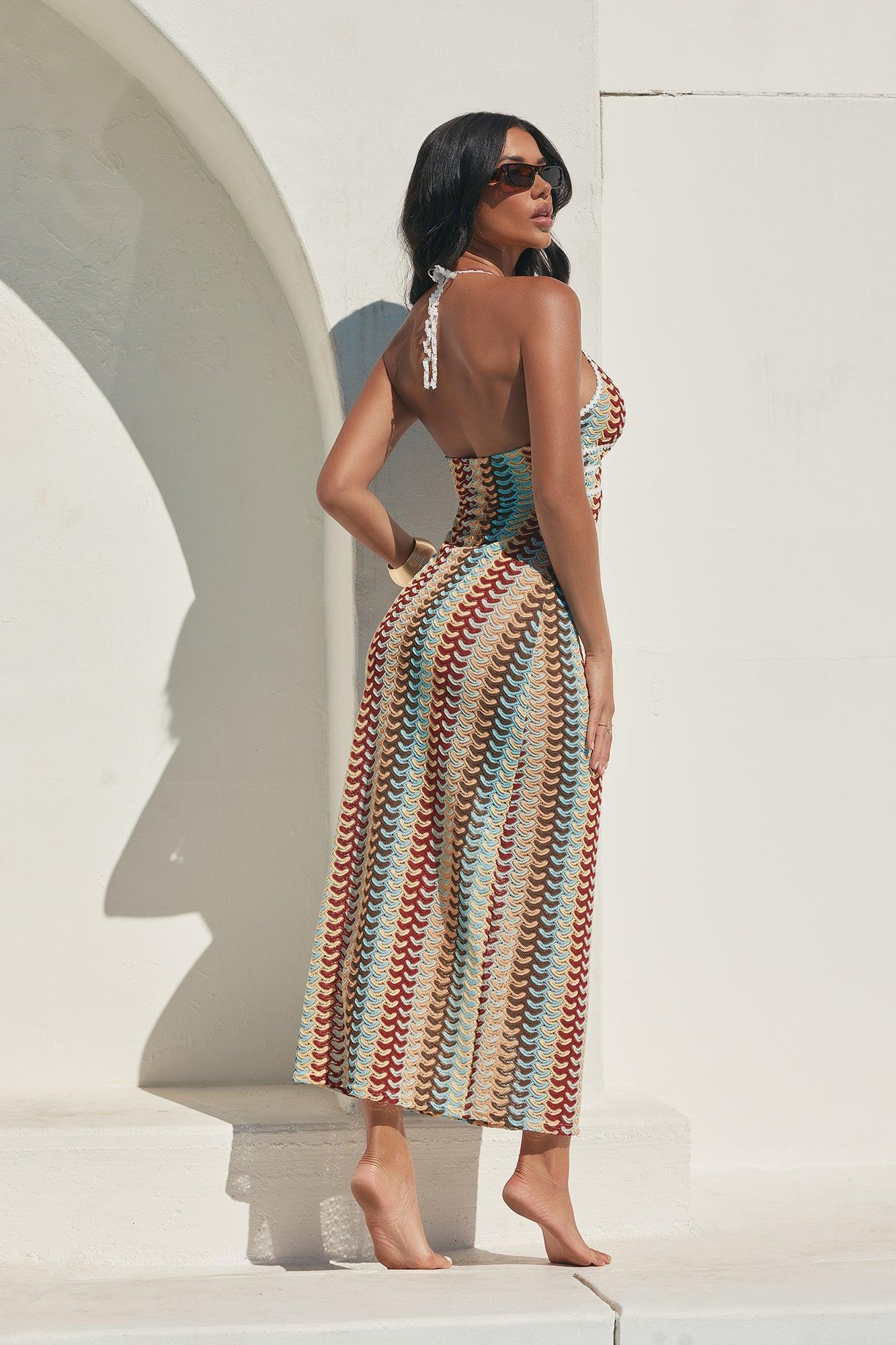 Gianna Crochet Cover Up Maxi Dress - Blue/combo Product Image