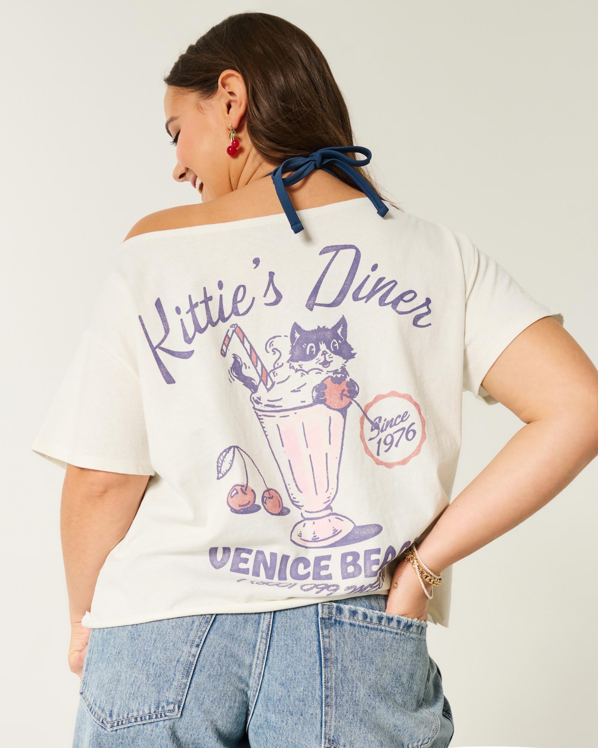 Easy Off-the-Shoulder Aloha Graphic Tee Product Image