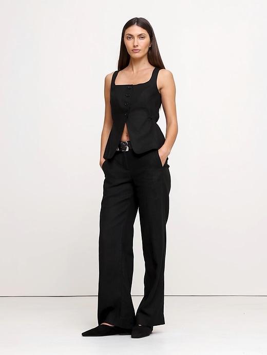 Linen Square-Neck Long Vest Product Image