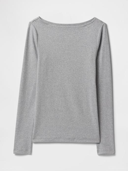 Linen-Blend Boatneck T-Shirt Product Image