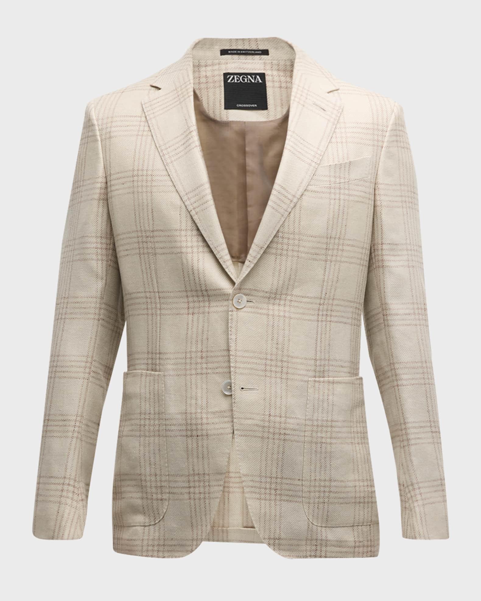 Men's Large Check Linen-Blend Sport Coat Product Image