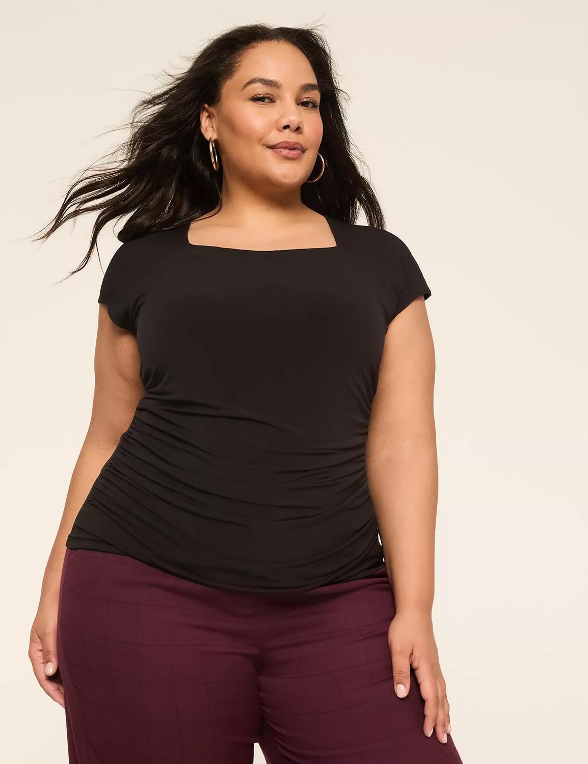 Square-Neck Side-Ruched Top Product Image