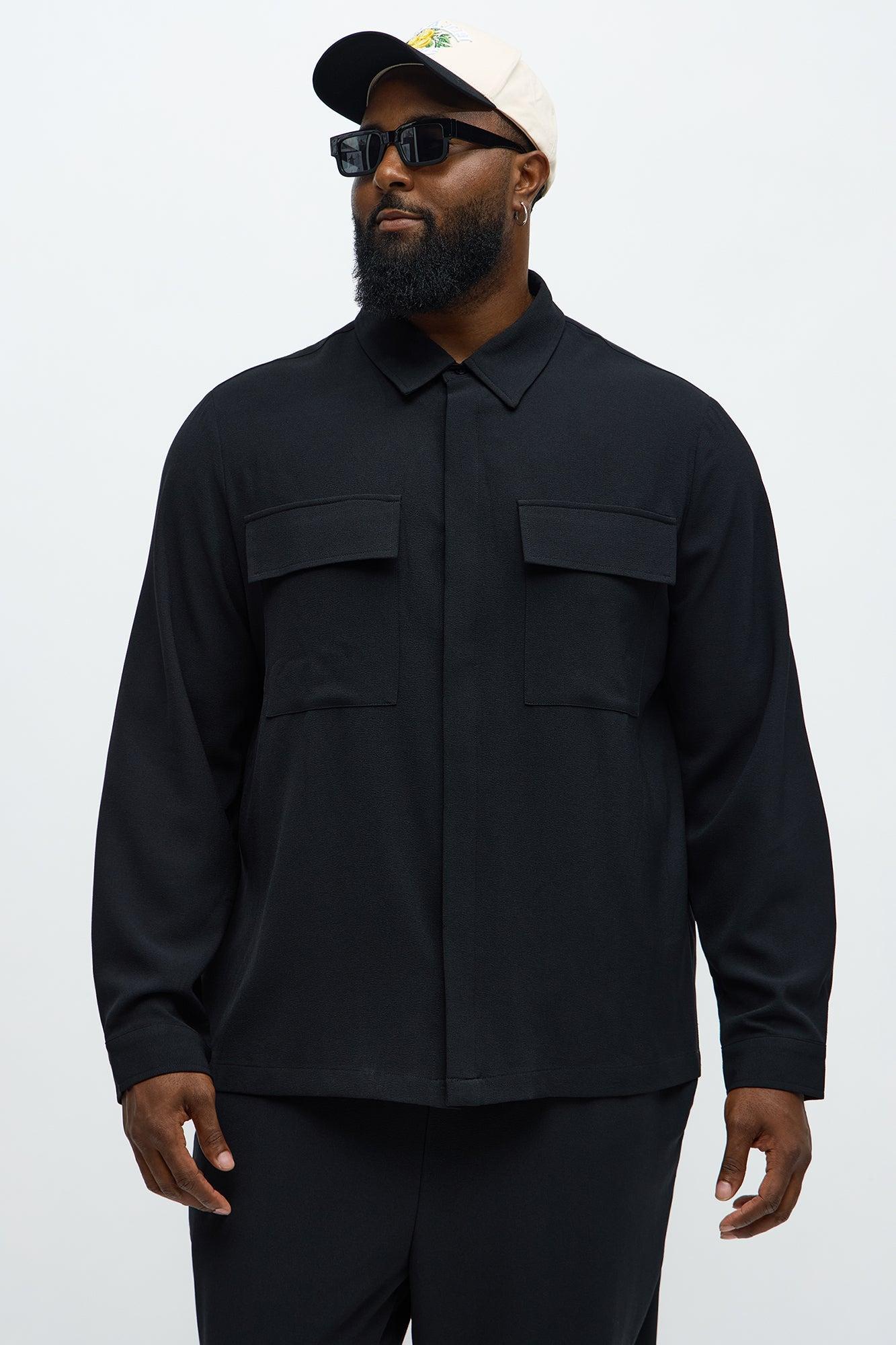 Golden Hour Long Sleeve Button Up Shirt - Black Product Image