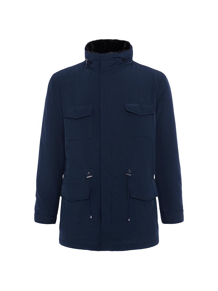 Mens Fabric Jacket With Shearling Lamb Jacket Product Image