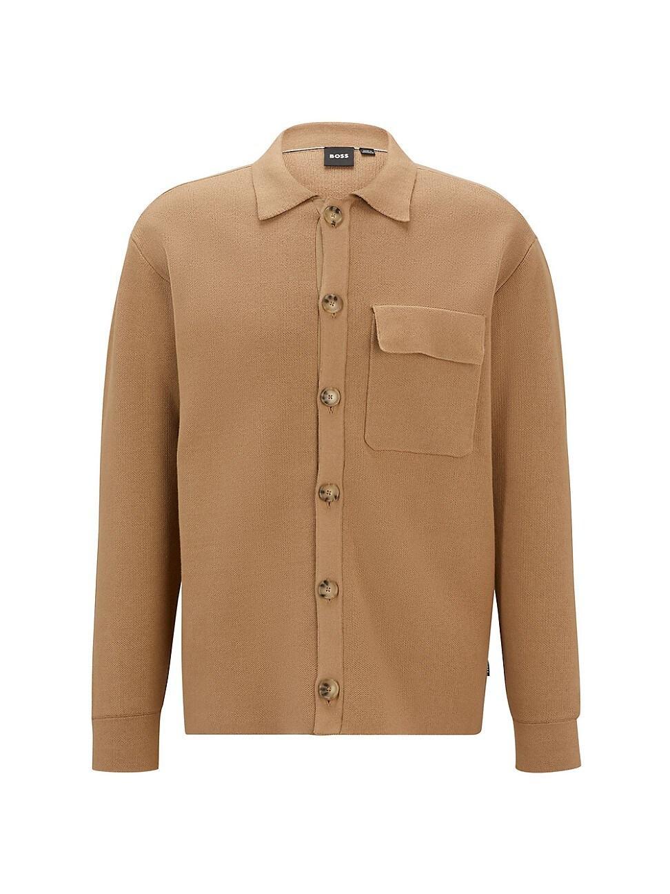 Mens Relaxed-Fit Knitted Overshirt in Cotton Product Image