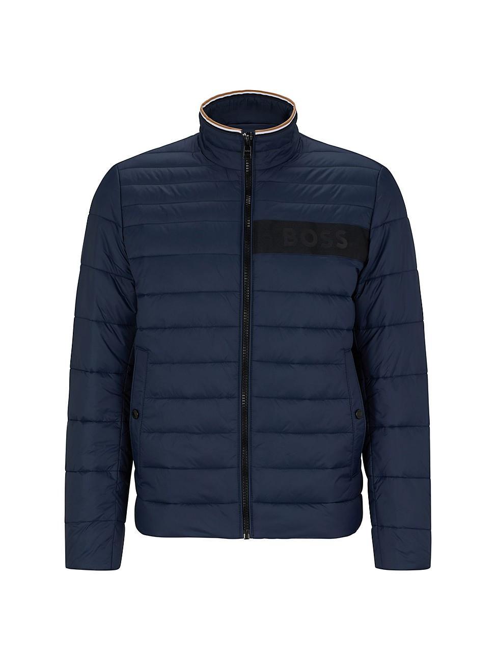 Mens Water-Repellent Padded Jacket with 3D Logo Tape Product Image