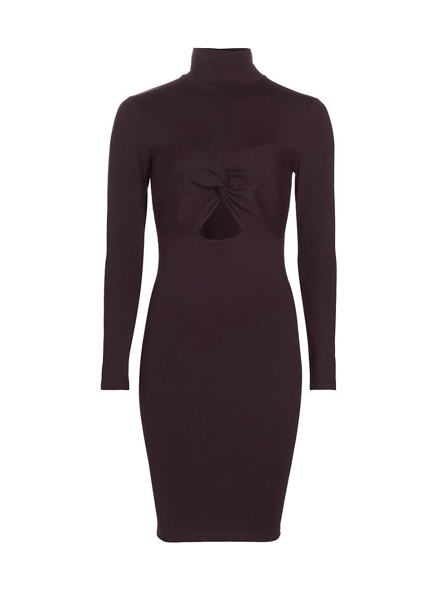 Womens Twist Cut-Out Mock Turtleneck Sheath Dress Product Image