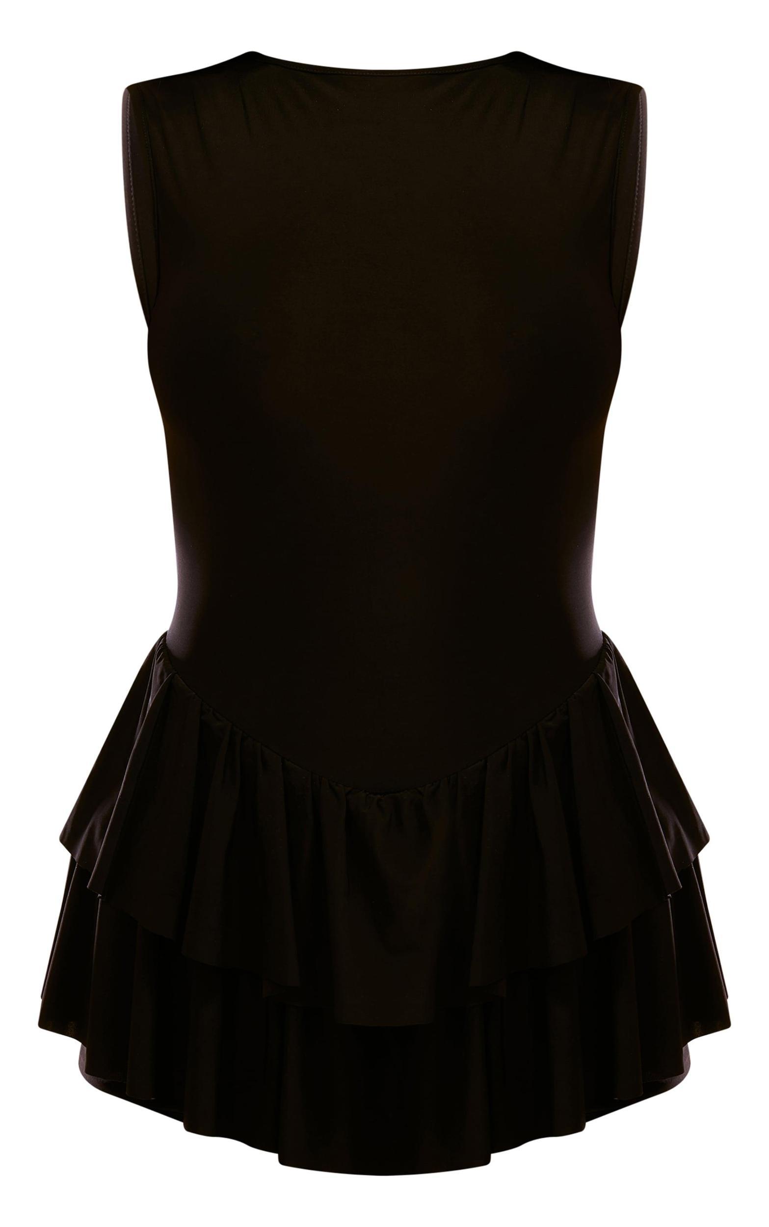 Black Slinky Rara Skort Romper Product Image