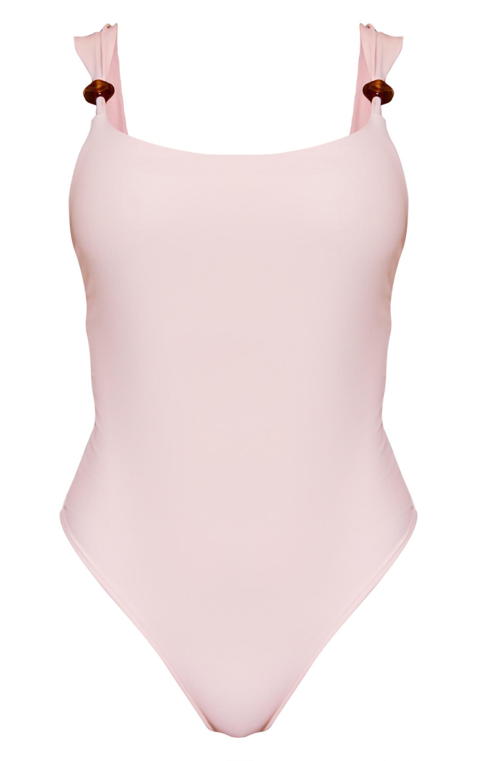 Stone Resin Trim High Leg Swimsuit Product Image