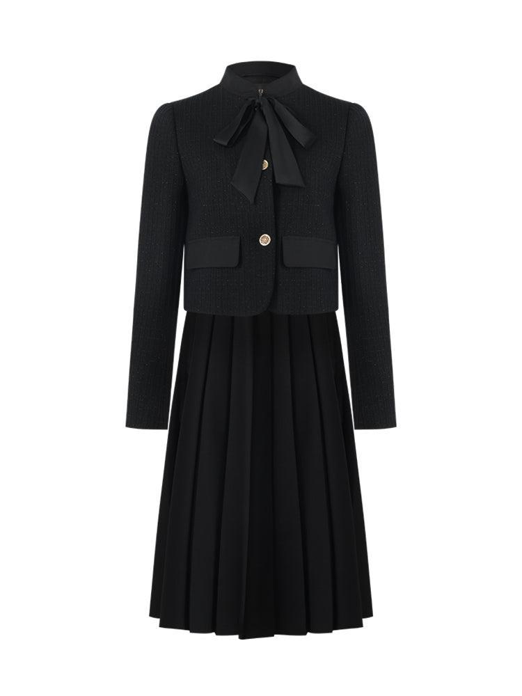 Crop Jacket With Flaps And Half Skirt Two-Piece Suit Product Image